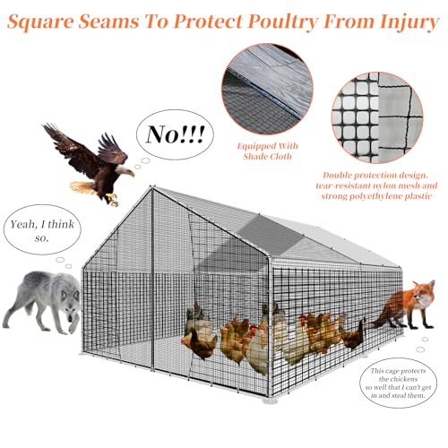 Large Chicken Coop Kit - Waterproof Enclosure with Extension Run for Yard/Outdoor Family Use by Pet Lovers Houses Chickens/Ducks 13.12x9.8x6.6 Ft