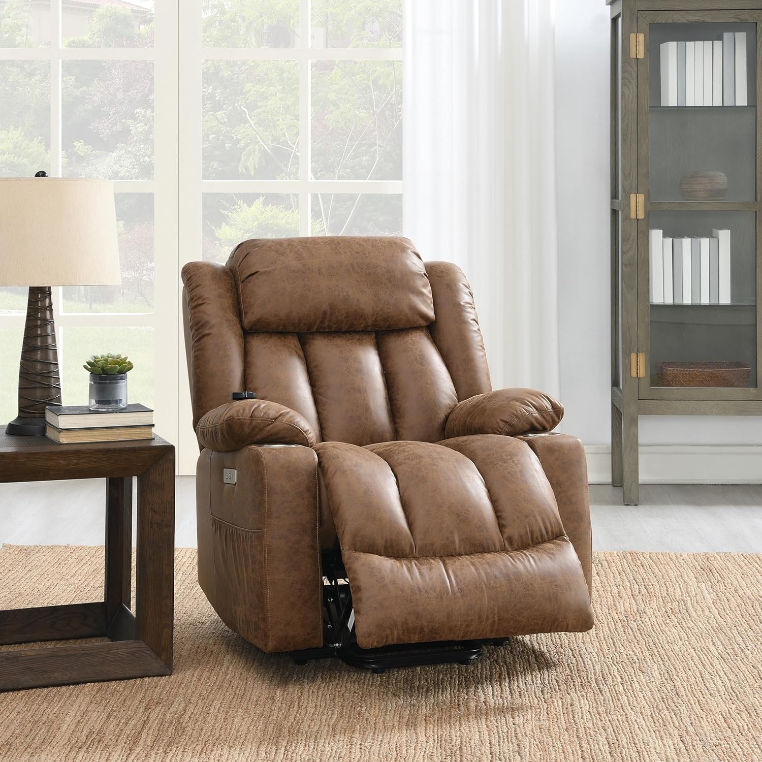 VOXIV Power Lift Recliner Chair for Elderly with Heat and Massage Lay Flat Lift Chairs for Seniors Infinite Position Extended Footrest Cup Holder