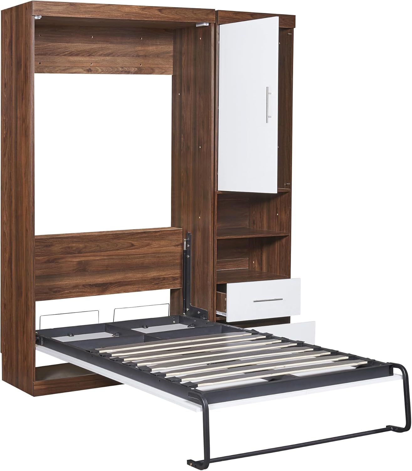 Harper & Bright Designs Twin Murphy Bed with Storage Drawers and Cabinet, Easy Fold Murphy Bed Cabinet