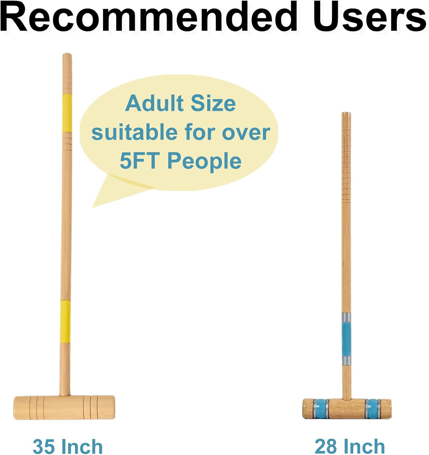 ApudArmis 35In Six Players Croquet Set with Deluxe Premiun Pine Wooden Mallets,Colored Ball,Wickets,Stakes