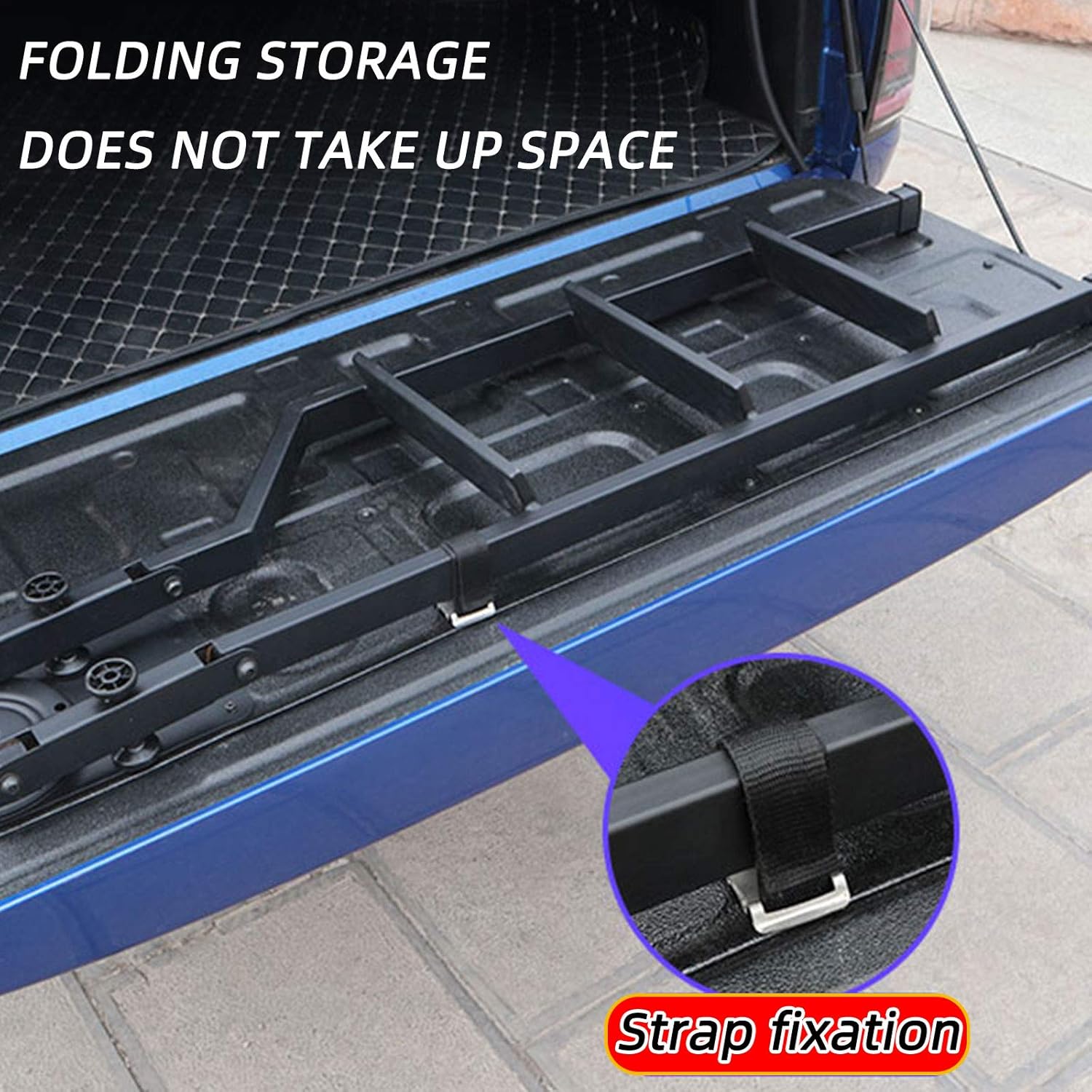 Tailgate Ladder for Truck Black Ladder 360°Rotation Durable Iron with Black Powder Coat Universal Fit for Pick Up