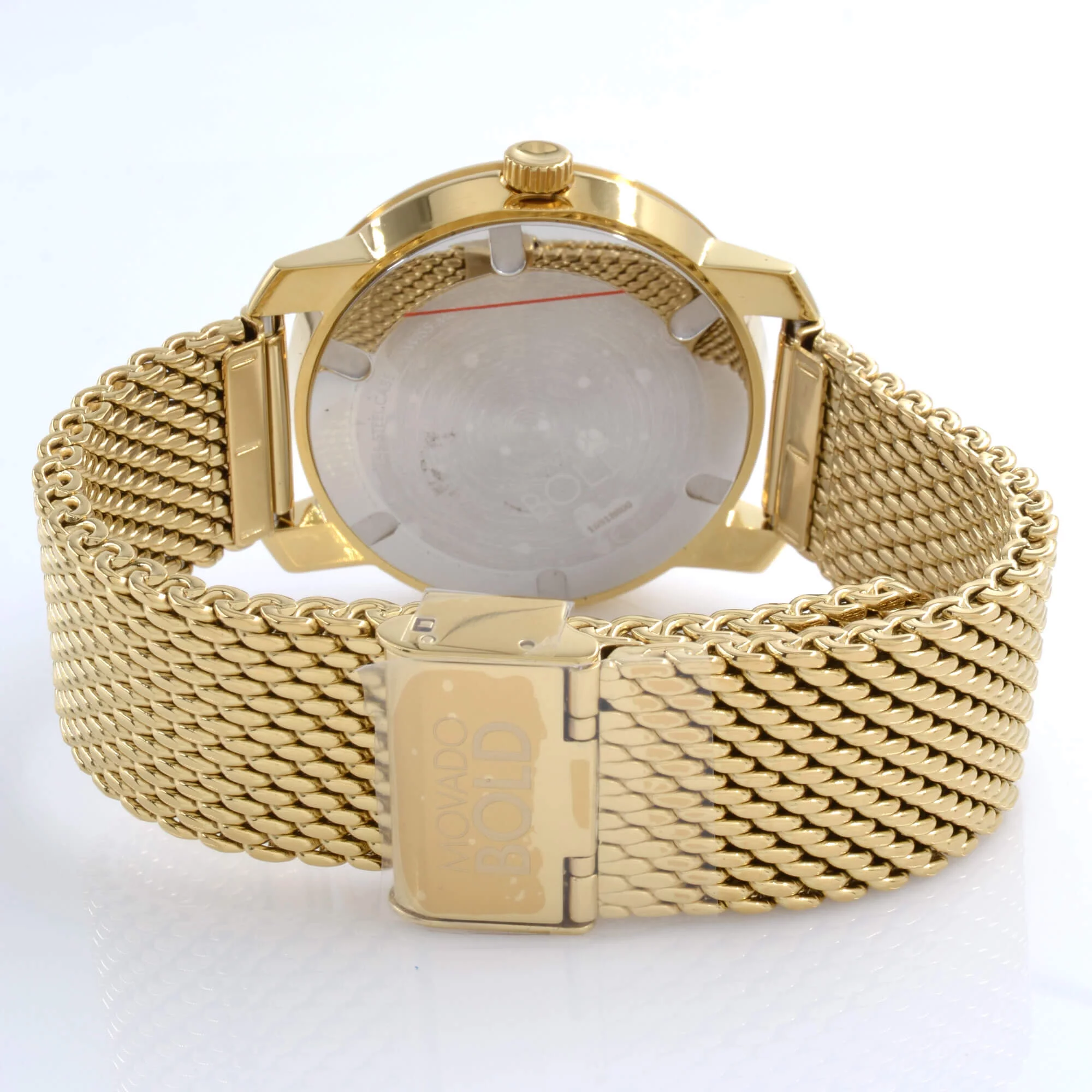 Movado Bold Gold-Tone Mesh Mens Watch 3600678