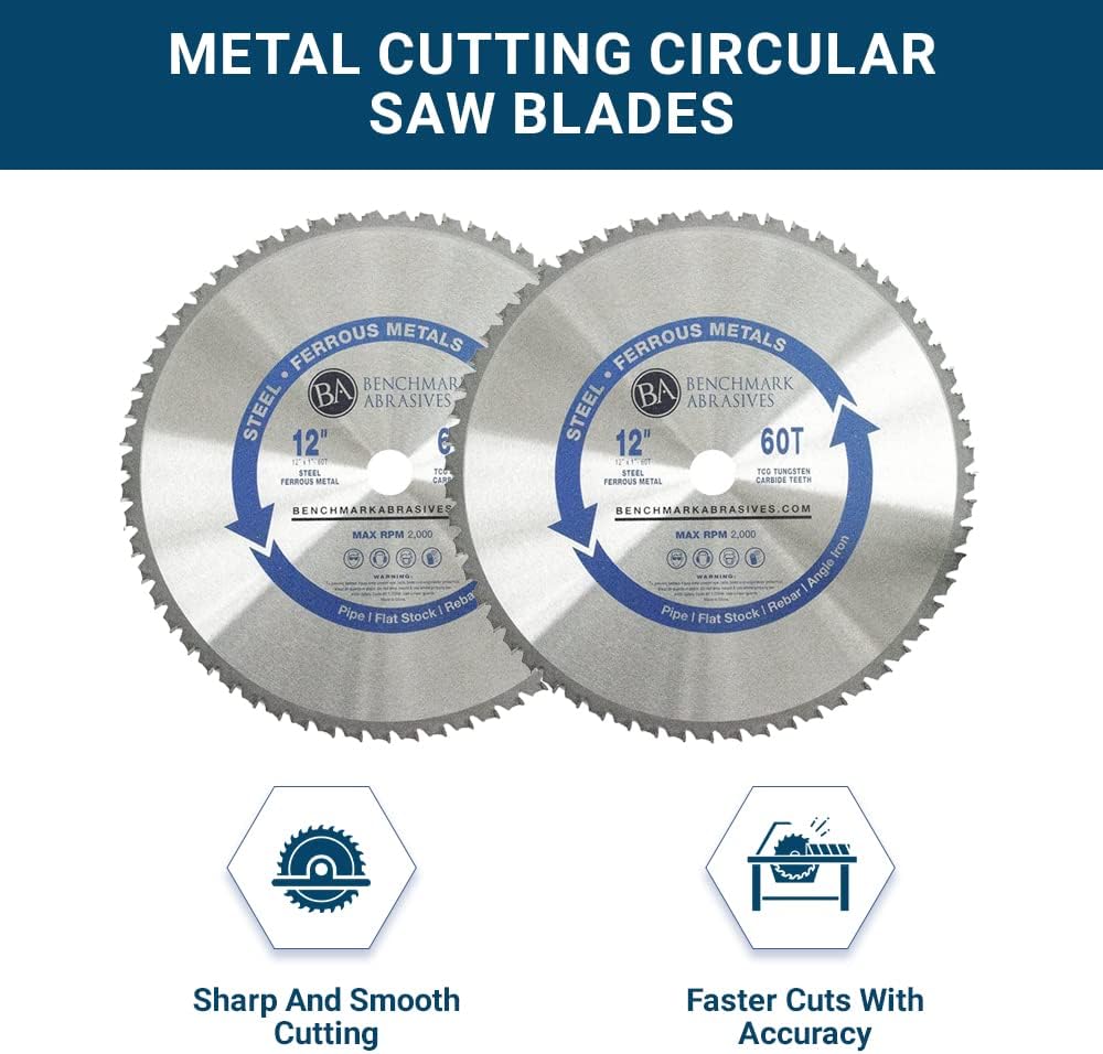 Benchmark Abrasives 14" 80 Tooth Tungsten Carbide Tips Saw Blade for Thin Steel and Ferrous Metals