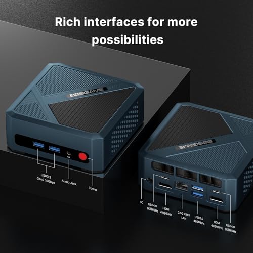 P5 Pro Mini PC, AMD Ryzen 7 6800H, 32GB DDR5 512GB SSD Mini Desktops Computer, Quad Display PC, Dual USB 4.0 & HDMI, 2.5G RJ45 LAN, Wi-Fi 6E/BT 5.2