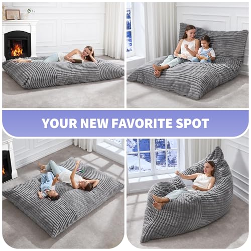 Hobestluk 3 in 1 Bean Bag Chair Giant Bean Bag Chairs Convertible Bean Bag Floor Cushion with Machine Washable Cover