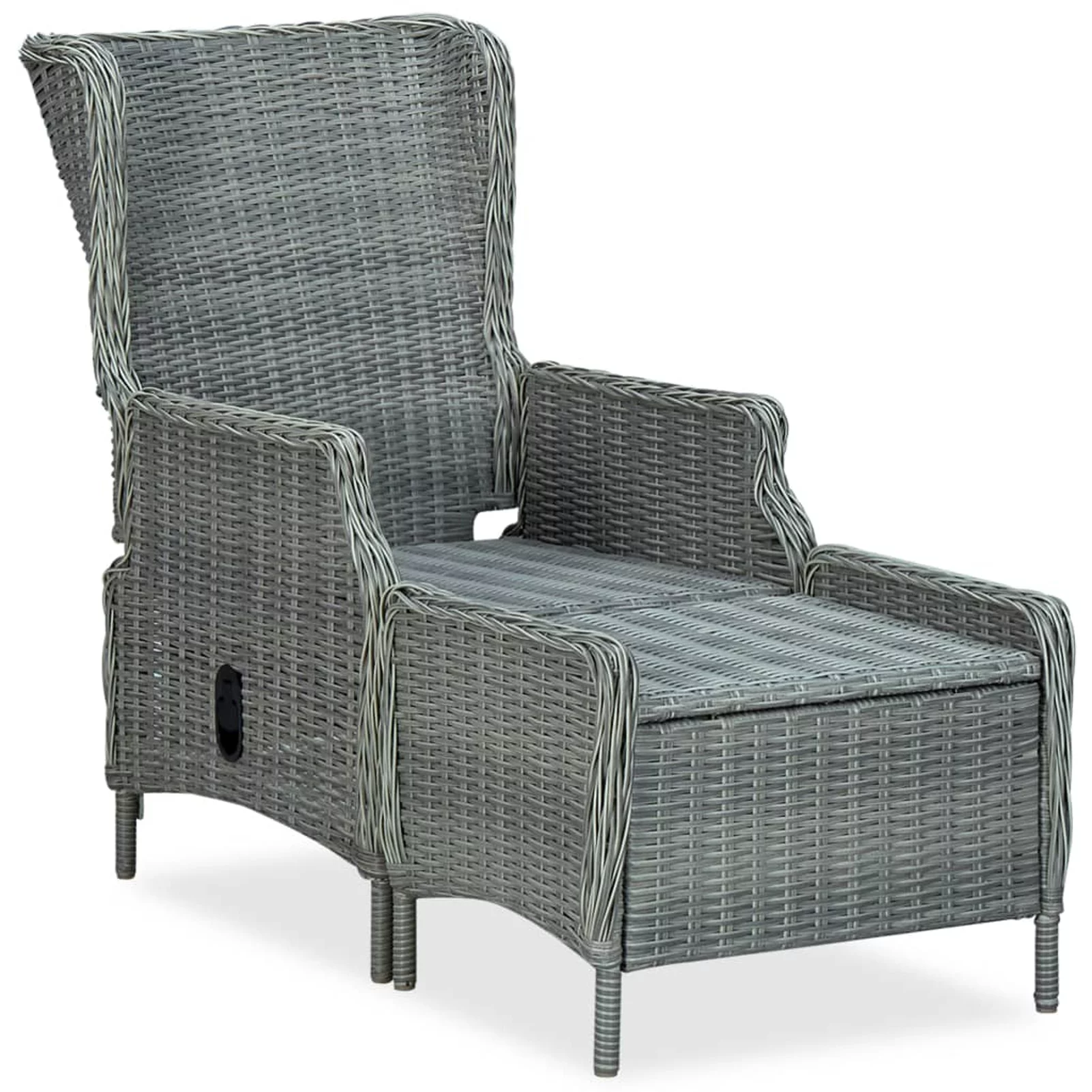 Suzicca Reclining Patio Chair with Footstool Poly Rattan Gray