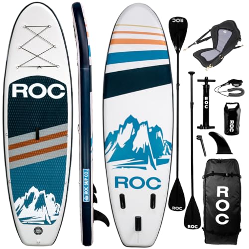 Roc Inflatable Stand Up Paddle Boards with Premium SUP Paddle Board Accessories, Wide Stable Design, Non-Slip Comfort Deck for Youth & Adults