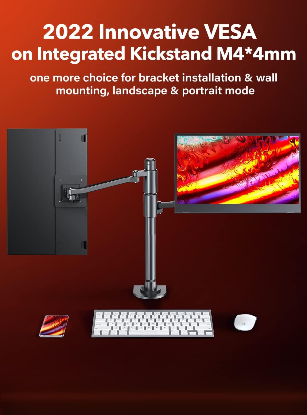 UPERFECT Portable Monitor Matte, Ultra Slim 15.6" FHD 1080P USB-C Portable Display Freestanding