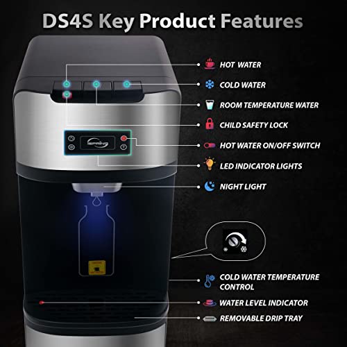 iSpring Bottleless Water Dispenser Self Cleaning, Hot, Cold, and Room Temperature Settings, Stainless Steel