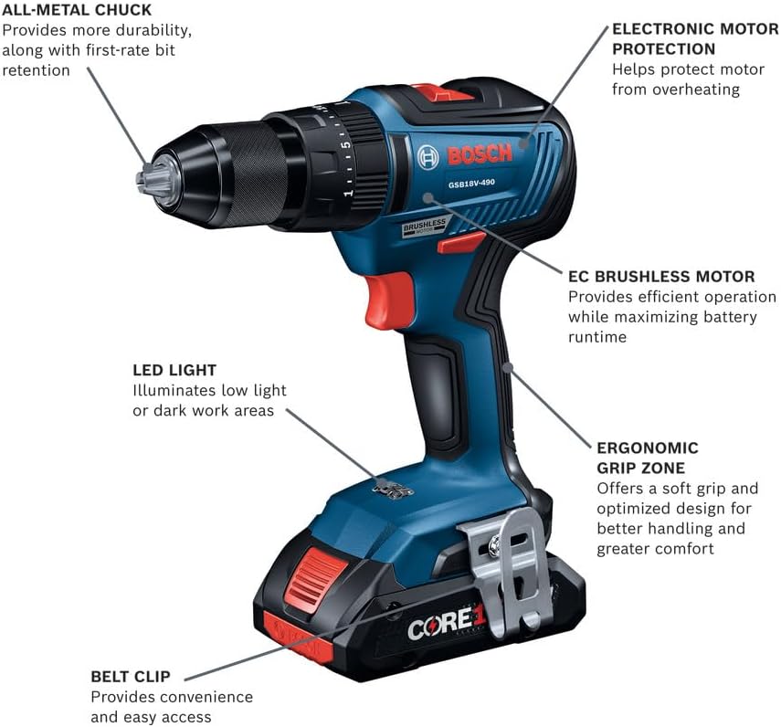 BOSCH GXL18V-501B25 18V 5-Tool Combo Kit with 2-In-1 Bit/Socket Impact Driver/Wrench, 1/2 In. Hammer Drill/Driver, Reciprocating Saw, Circular Saw