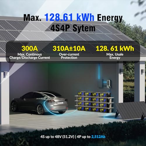 12V 314Ah Mini LiFePO4 Lithium Battery with Bluetooth 5.0, 200A BMS, 4.01kWh Energy, Upgraded Aluminum Cooling Fins & Braided Copper Wires, for RV