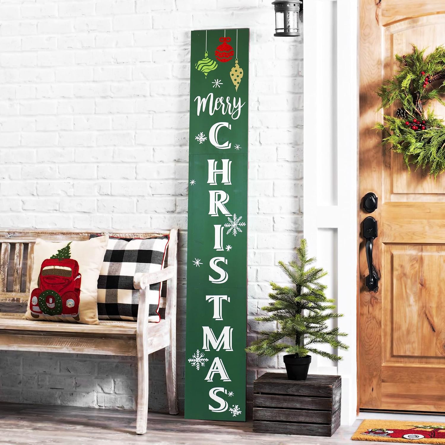 Outdoor Welcome Sign for Front Porch Decor, Interchangeable Seasonal Icons Vertical Welcome Sign, Modern Farmhouse Decor for The Home