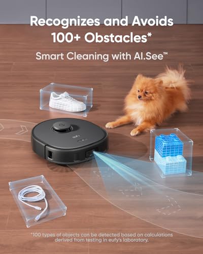 eufy X10 Pro Omni Robot Vacuum and Mop Combo, 8,000 Pa Suction, Dual Mops with 12 mm Auto-Lift and Carpet Detection, AI Obstacle Avoidance