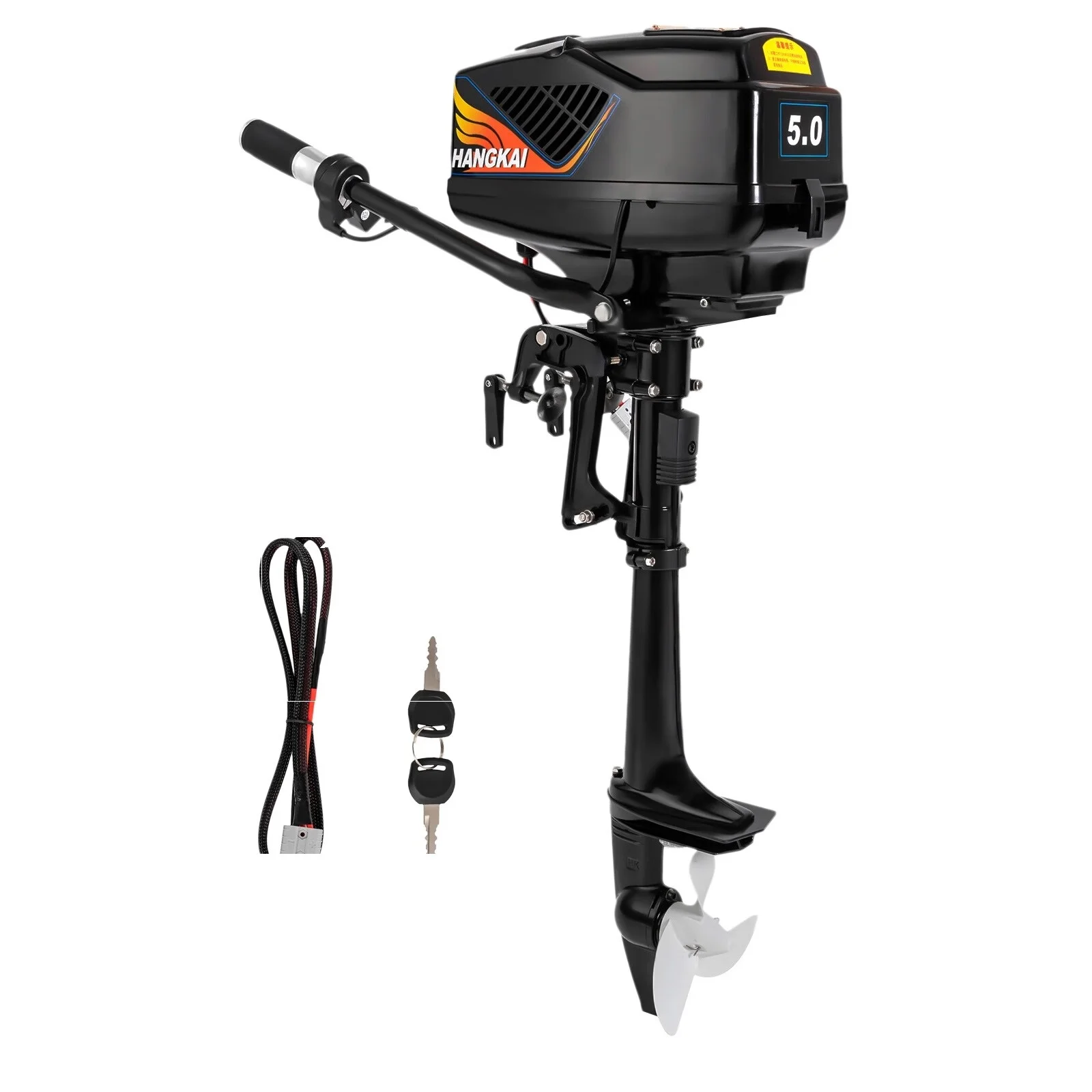 Aiqidi 48V 1200W Electric Outboard Motor Marine Fishing Boat Engine Brushless Trolling Motor Short Shaft with 3 Blades Propeller for Fishing