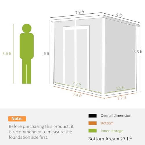 Outsunny 8' x 4' Outdoor Storage Shed, Resin Plastic Shed with Floor, Window, Lockable Doors and Vents, All-Weather Tool Shed for Backyard, Patio