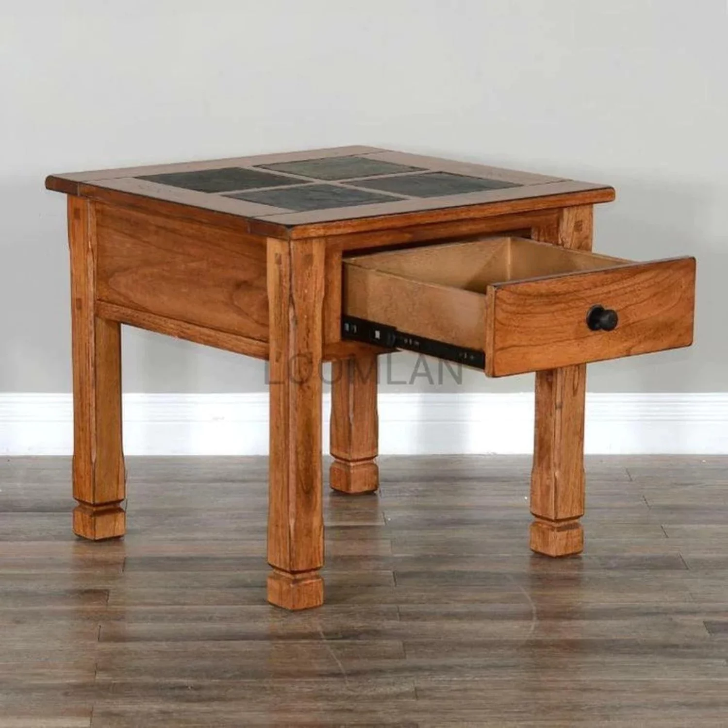 Sunny Designs Sedona 26" Transitional Wood End Table in Rustic Oak