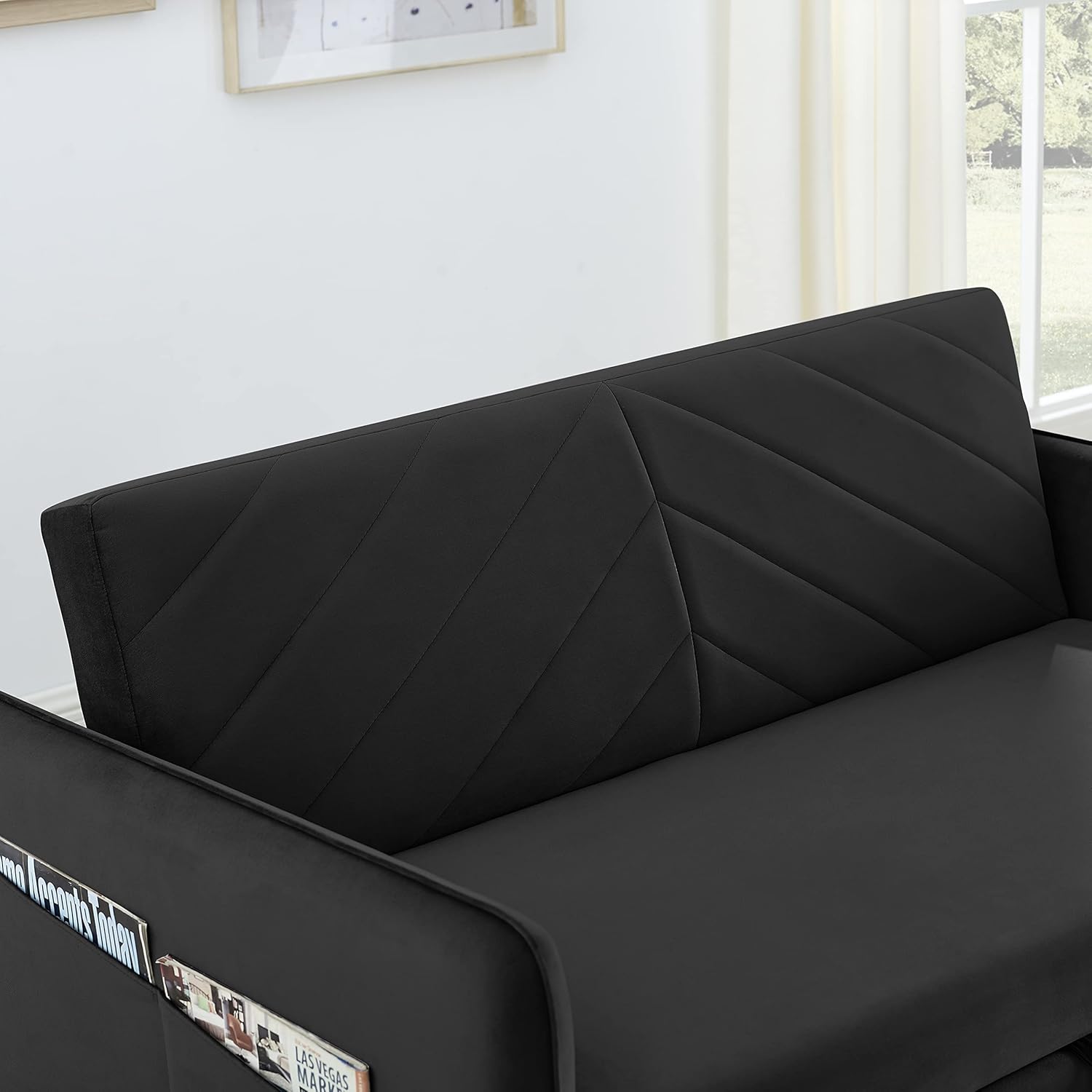 DHHU Convertible, 3 in 1 Velvet Loveseat Sleeper Sofas Couch with Pull Out Beds, Small Love seat with Adjustable Backrest