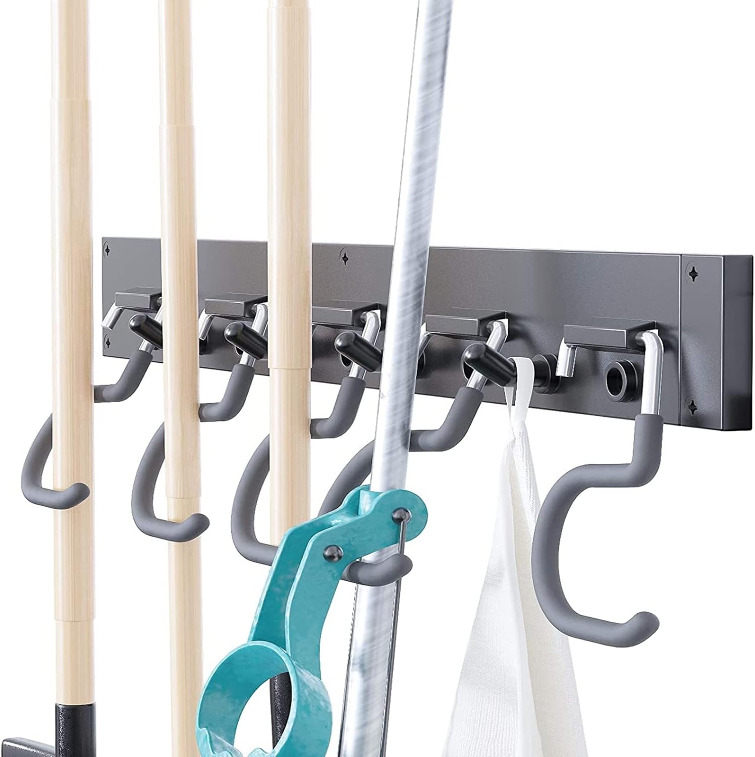 TORACK 64 Inch Garage Hooks Tool Organizer, Adjustable Wall Mounted Garage Hanger Storage System (16 Hooks & 16 Pegs) Pack of 2