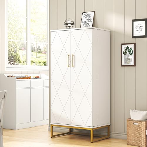 51” Pantry Cabinets, White Freestanding Kitchen Pantry Storage Cabinet with Adjustable Shelves, Buffet Cupboards Storage Cabinet for Home Office Use