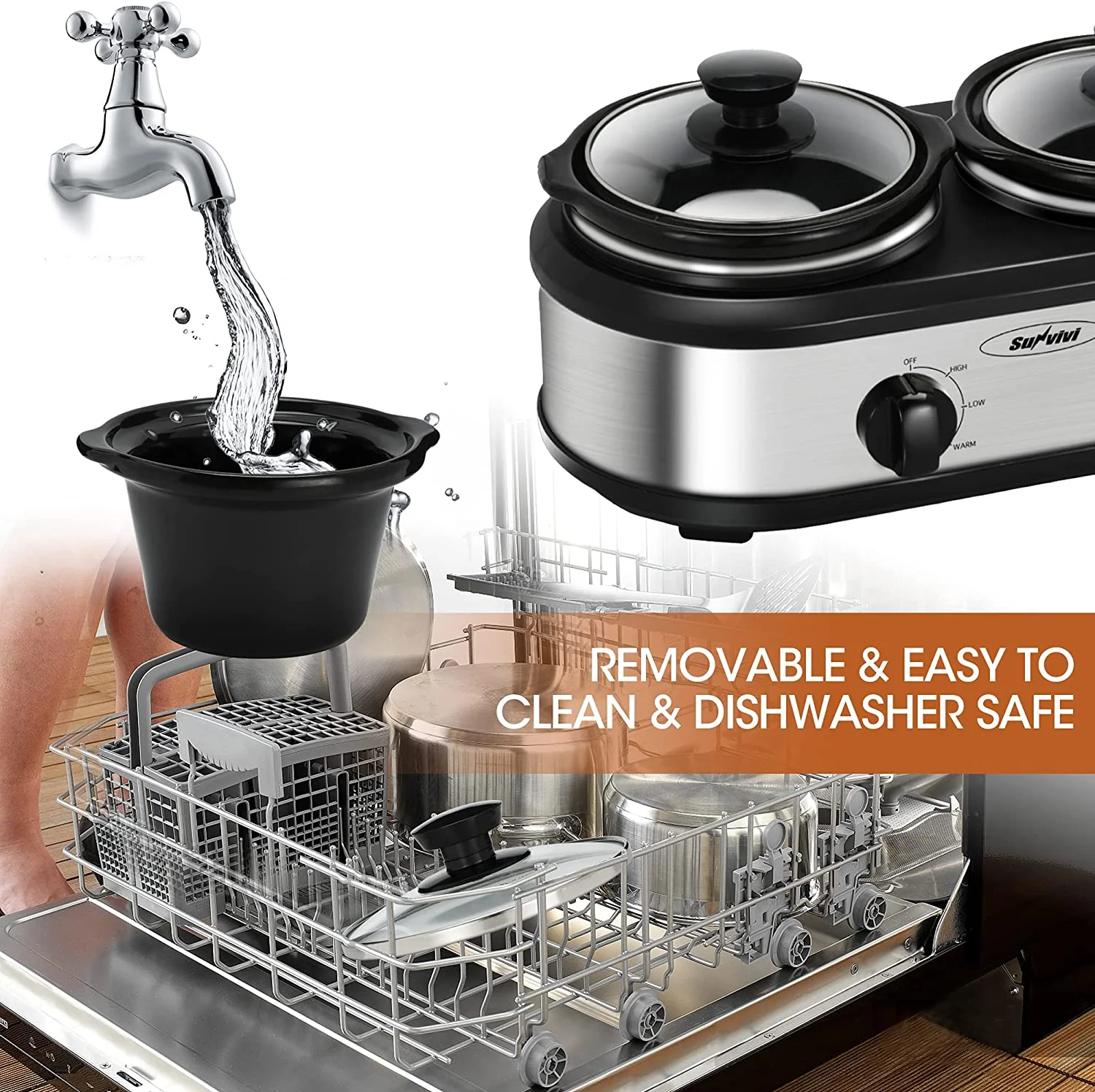 Slow Cooker, Dual and Triple Slow Cooker Buffet Server Multiple Pot Food Warmer