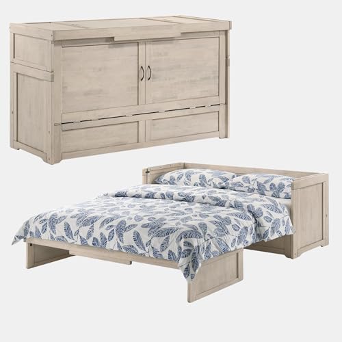 NIGHT & DAY Furniture Murphy Cube Cabinet Bed (White, Queen)