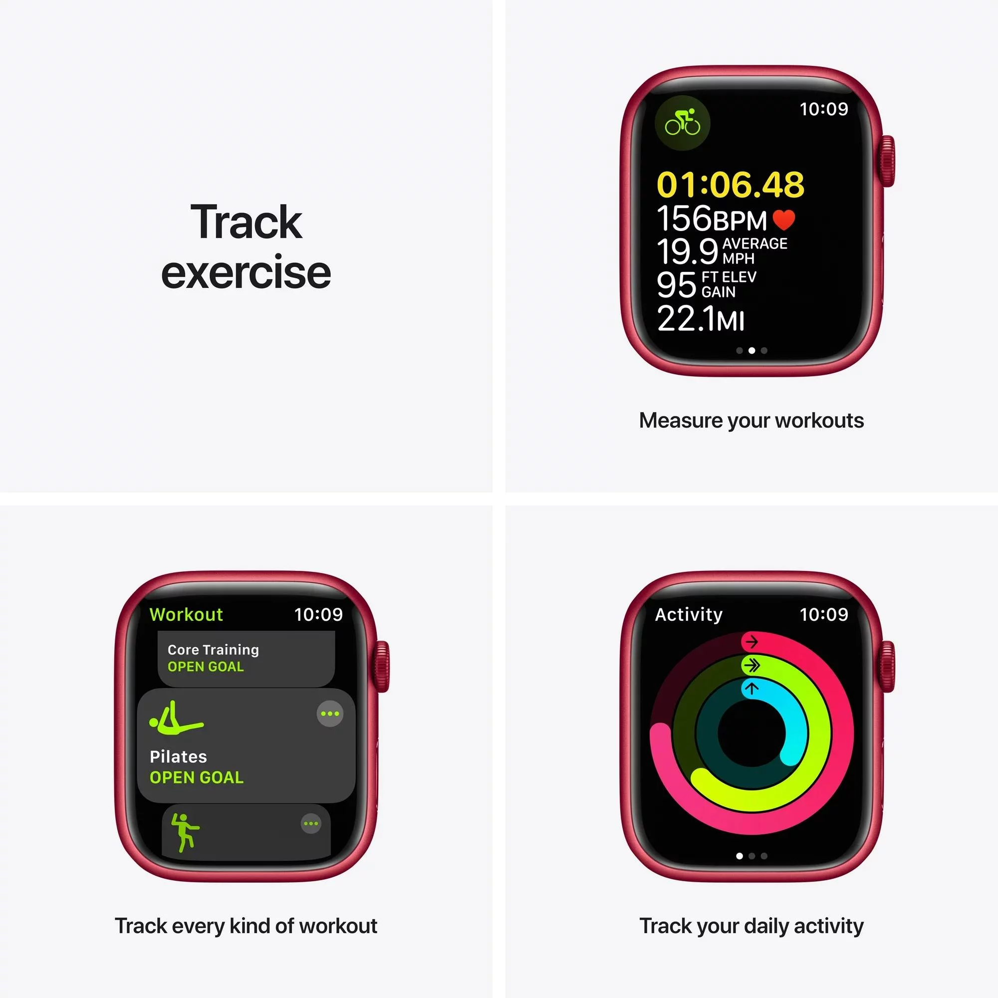 Restored Apple Watch Series 7 (GPS + Cellular, 45 mm) Red Aluminum Case with Red Sport Band 5 Bonus Bands, Charging Stand, Screen Protector