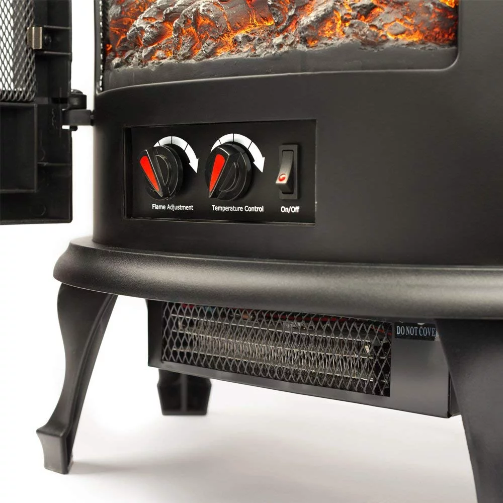 E-Flame USA Regal Free Standing Electric Fireplace Stove - Black