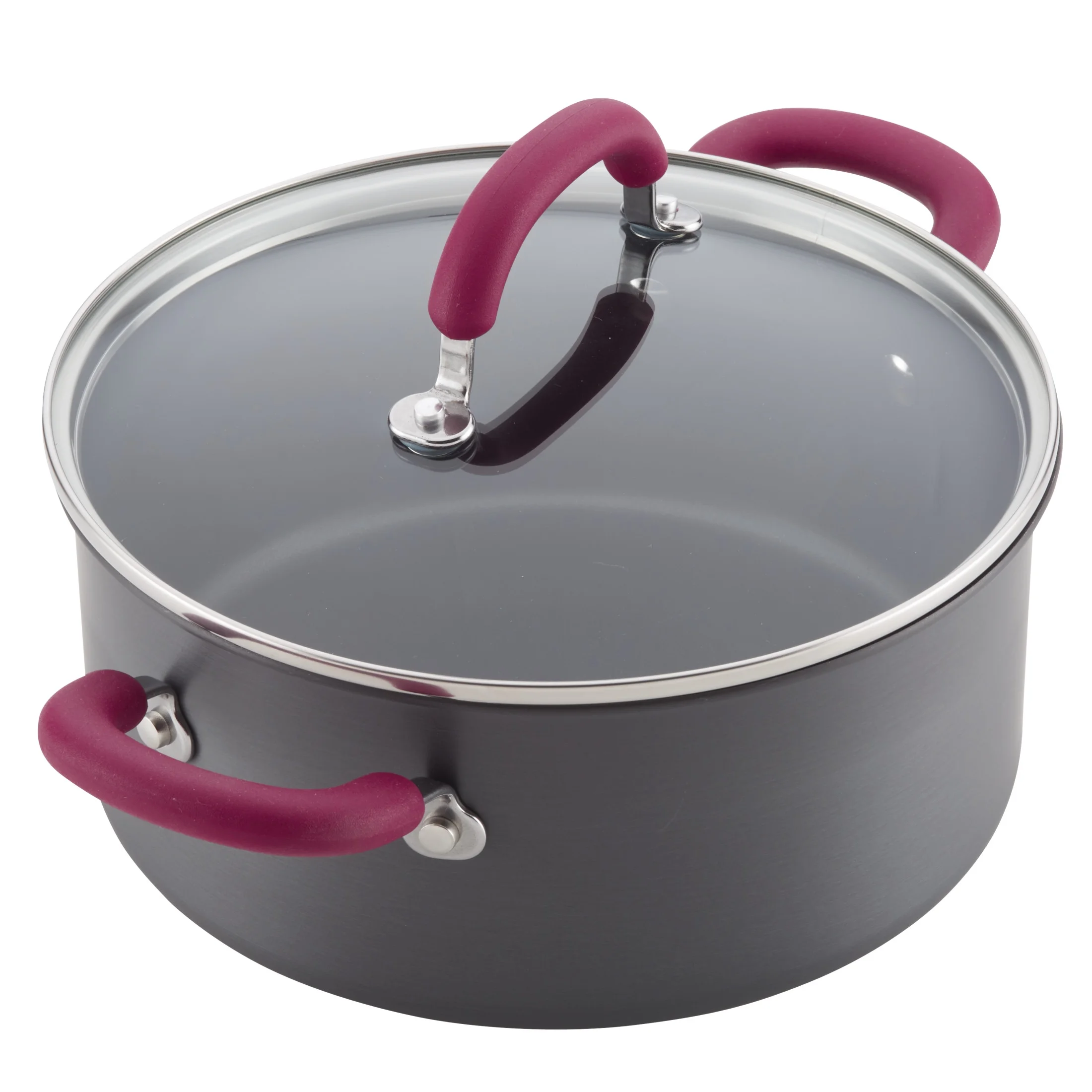 Rachael Ray Create Delicious 11 Piece Nonstick Pots and Pans Set, Burgundy Handles