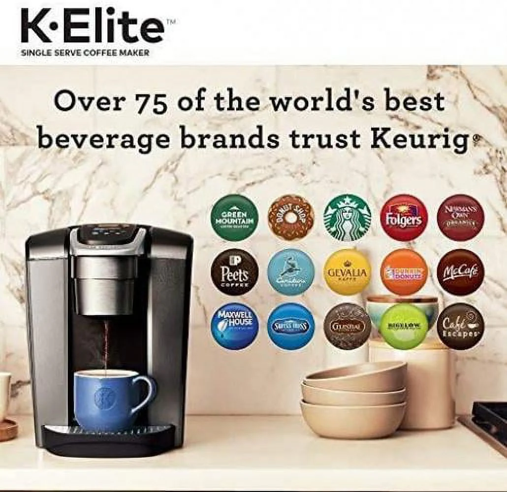 Keurig K-Elite Single Serve K-Cup Pod Coffee Maker, with Strong Temperature Control, Iced Coffee Capability, 12oz Brew Size, Programmable
