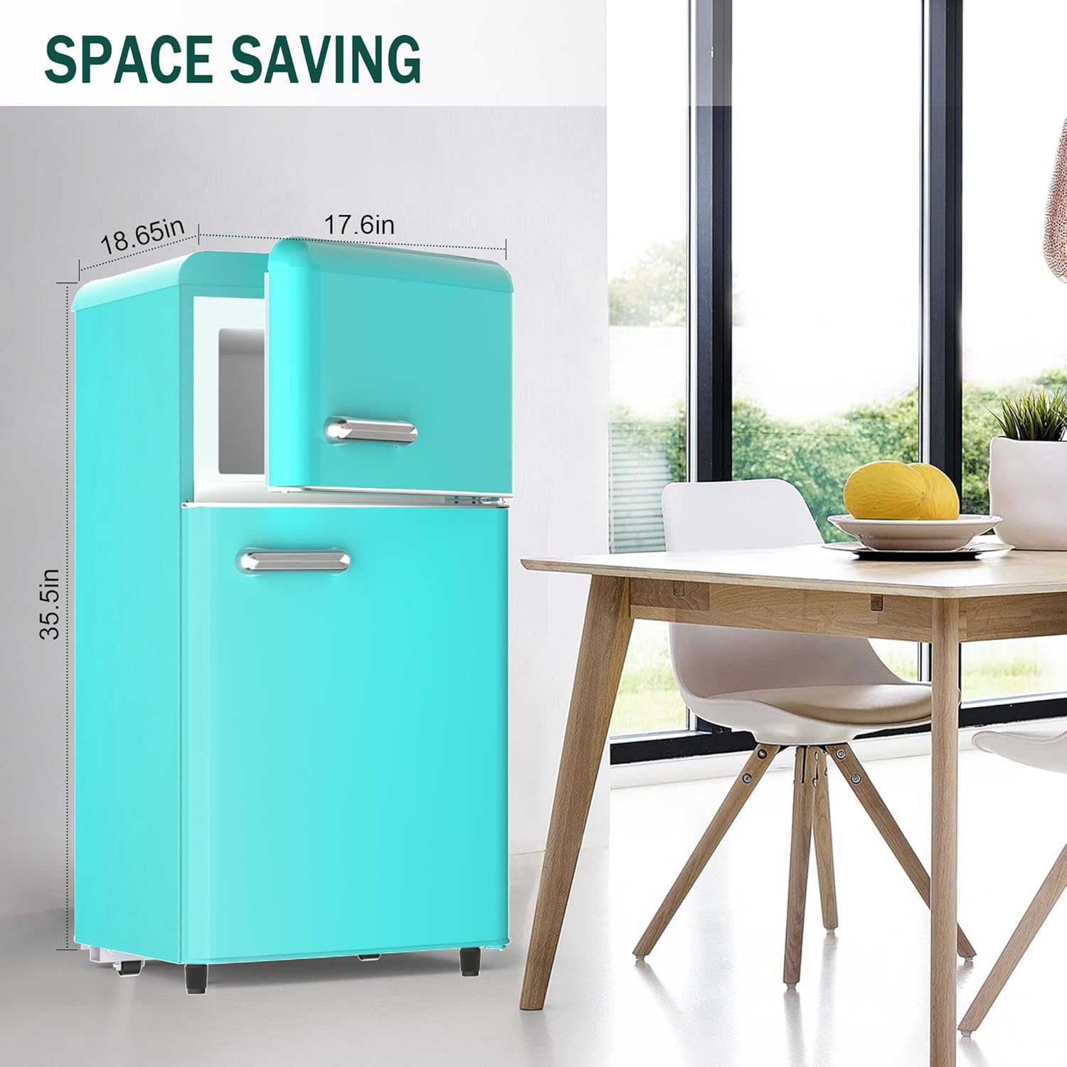 Compact Retro Fridge with Freezer for Bedroom, 4.4 Cu. Ft. Retro Mini Fridge with Separate Freezer