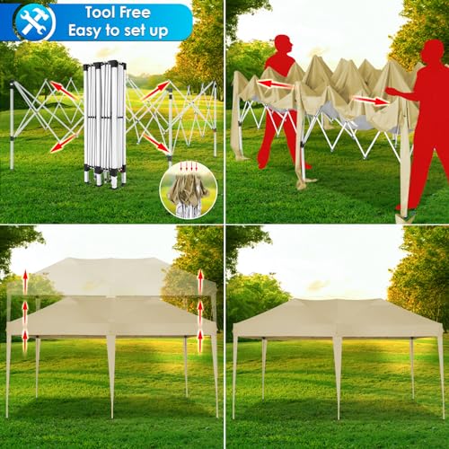 COBIZI Canopy 10x20 Pop Up Canopy Tent with 6 Sidewalls Party Tents for Parties Weddings Backyard Waterproof Canopy Outdoor Commercial Canopy Event