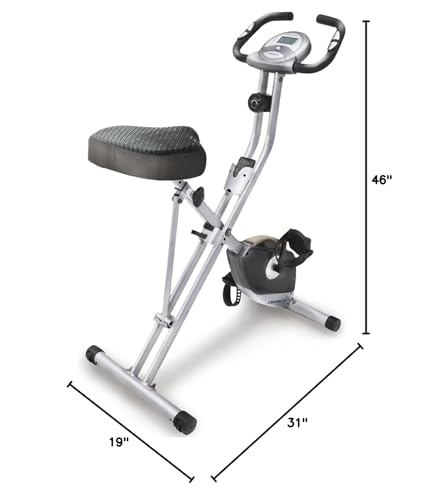 Exerpeutic Foldable Exercise Bike, 8 levels of Resistance Stationary Bicycle with Airsoft Seat, LCD Display to Track Distance, Calories