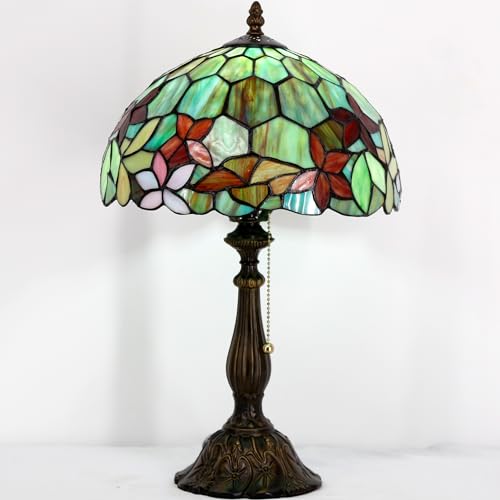 Tiffany Table Lamp Stained Glass Lamp 12X12X19 Inch Antique Reading Light (Sea Blue Pear)