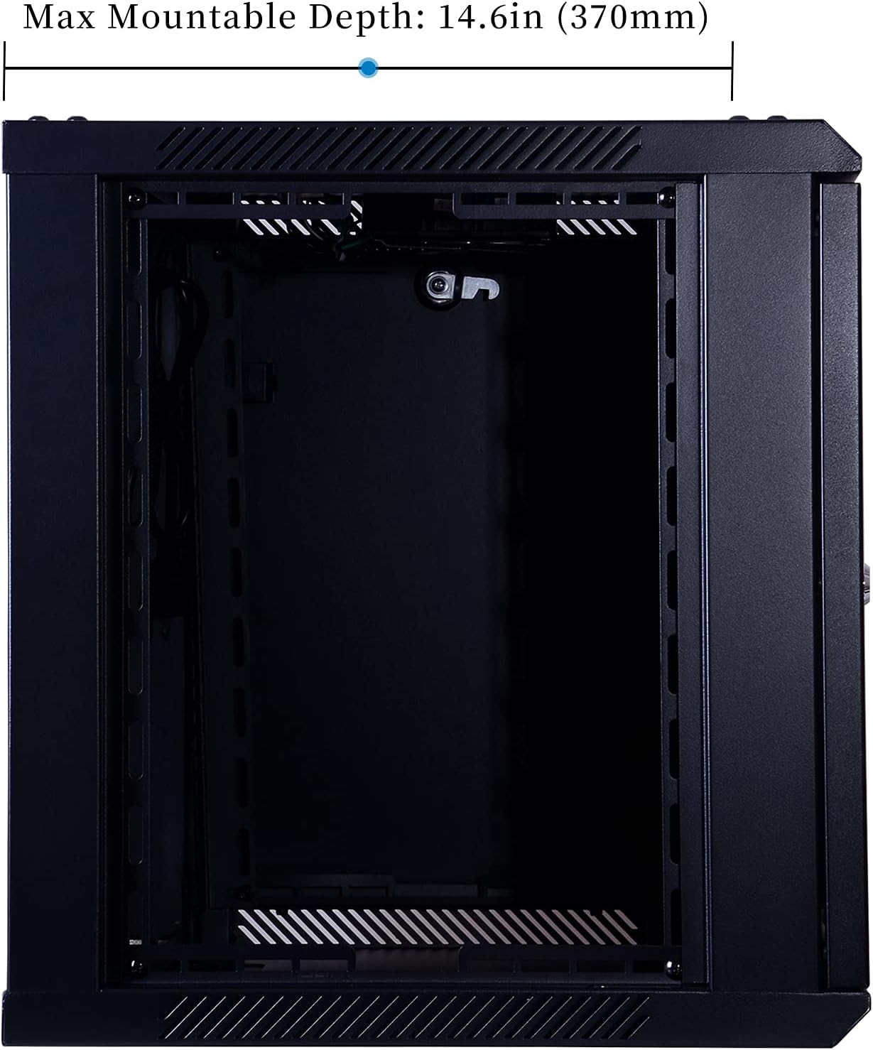 RackPath 9U Performance Wall Mount Server Cabinet Network Rack Enclosure, Quiet Cooling Fan, Locking Glass Door, Black