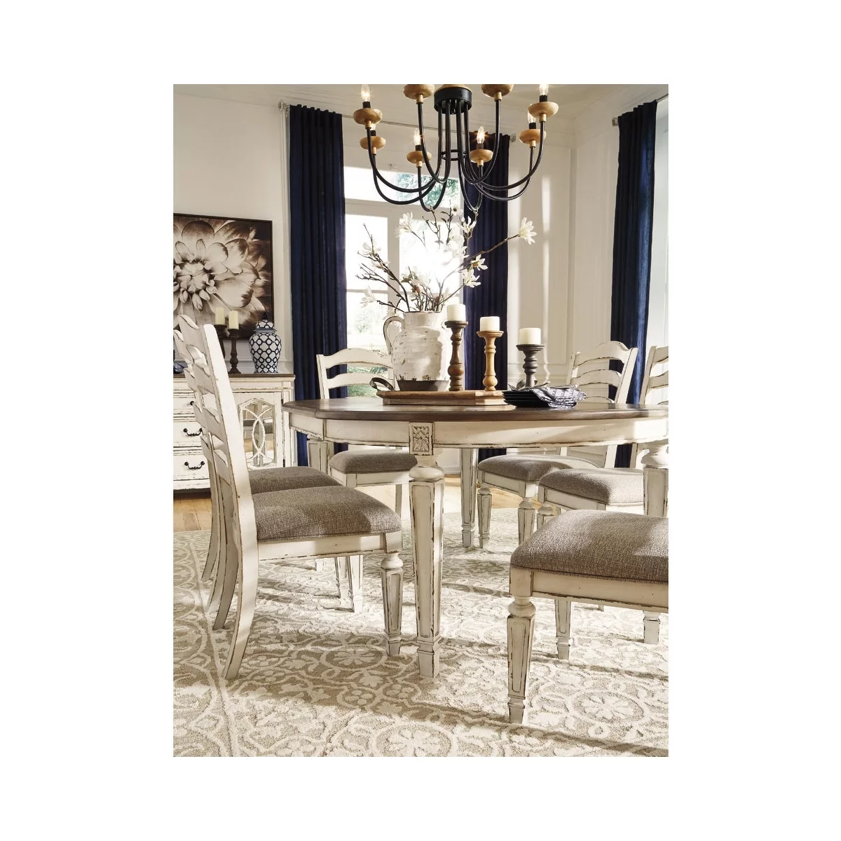 Signature Design by Ashley  Nettle Bank Chipped White Dining Room Chair (Set of 2)