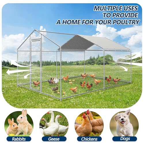 COVERONICS Metal Chicken Coop Run - Outdoor Large Chicken Coop with Waterproof Cover and Security Lock
