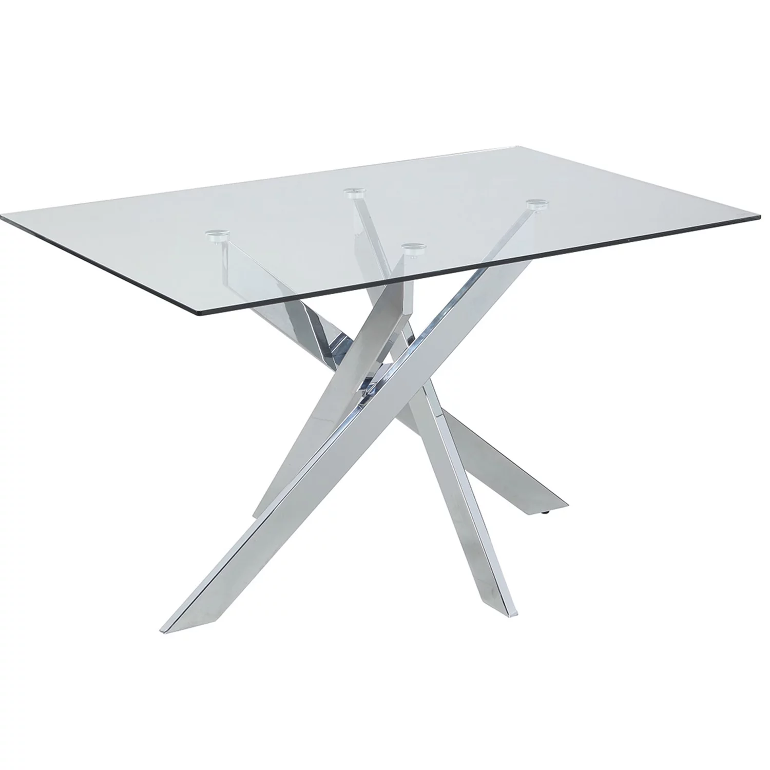 Chintaly Dining Set w/ Glass Top Table & 4 Cantilever Side Chairs