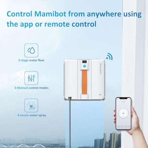 Mamibot W120-DP Window Cleaning Robot, Smart Cleaning with 4 Spray Nozzles, with 10 Cleaning Modes, 3200Pa Suction Power, Edge Detection Technology