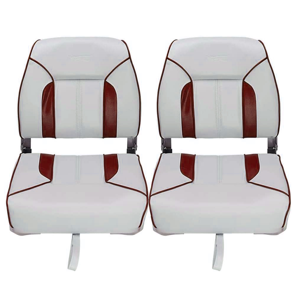 MSC Fishing Folding Boat Seats,One Pair Pack (S103 White/Red)
