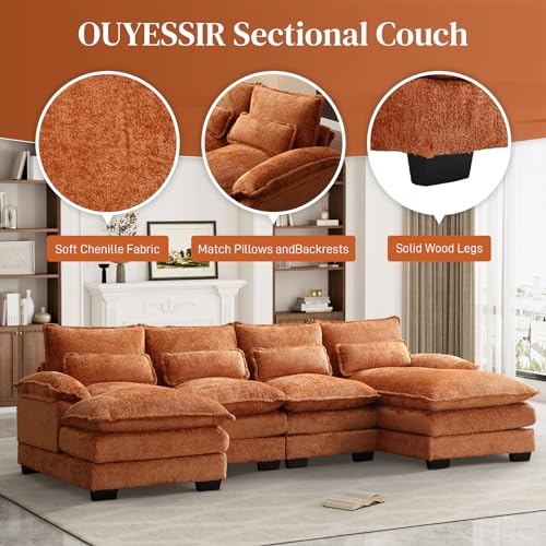 OUYESSIR U Shape Sectional Sofa Cloud Couch, 110" Upholstery Comfy Modular Sofa