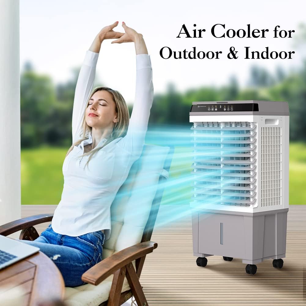 LifePlus Evaporative Air Cooler, 1800CFM Windowless Air Conditioner Portable for Large Room Commercial Garage Outdoor