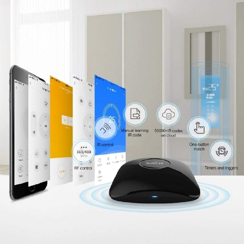 Broadlink RM4 pro IR RF WiFi Universal Remote Smart Home Automation Compatible with Alexa and Google Home Pack of 2