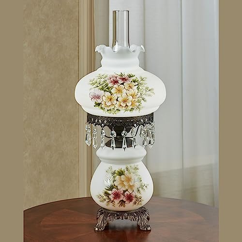 Touch of Class Abigail Hurricane Style Parlor Table Lamp - Antique Victorian Aesthetic - Painted by Hand - Floral Designs