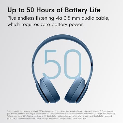 Beats Solo 4 - Wireless Bluetooth On-Ear Headphones, Apple & Android Compatible, Up to 50 Hours of Battery Life - Matte Black (Renewed)