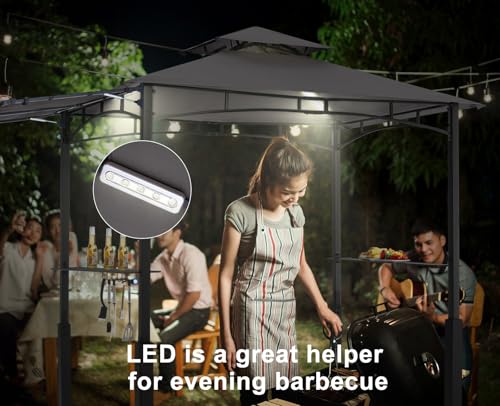 ABCCANOPY 8x5 Grill Gazebo - Outdoor BBQ Canopy Shelter with Led Light for Patio Backyard Grilling (Dark Gray)