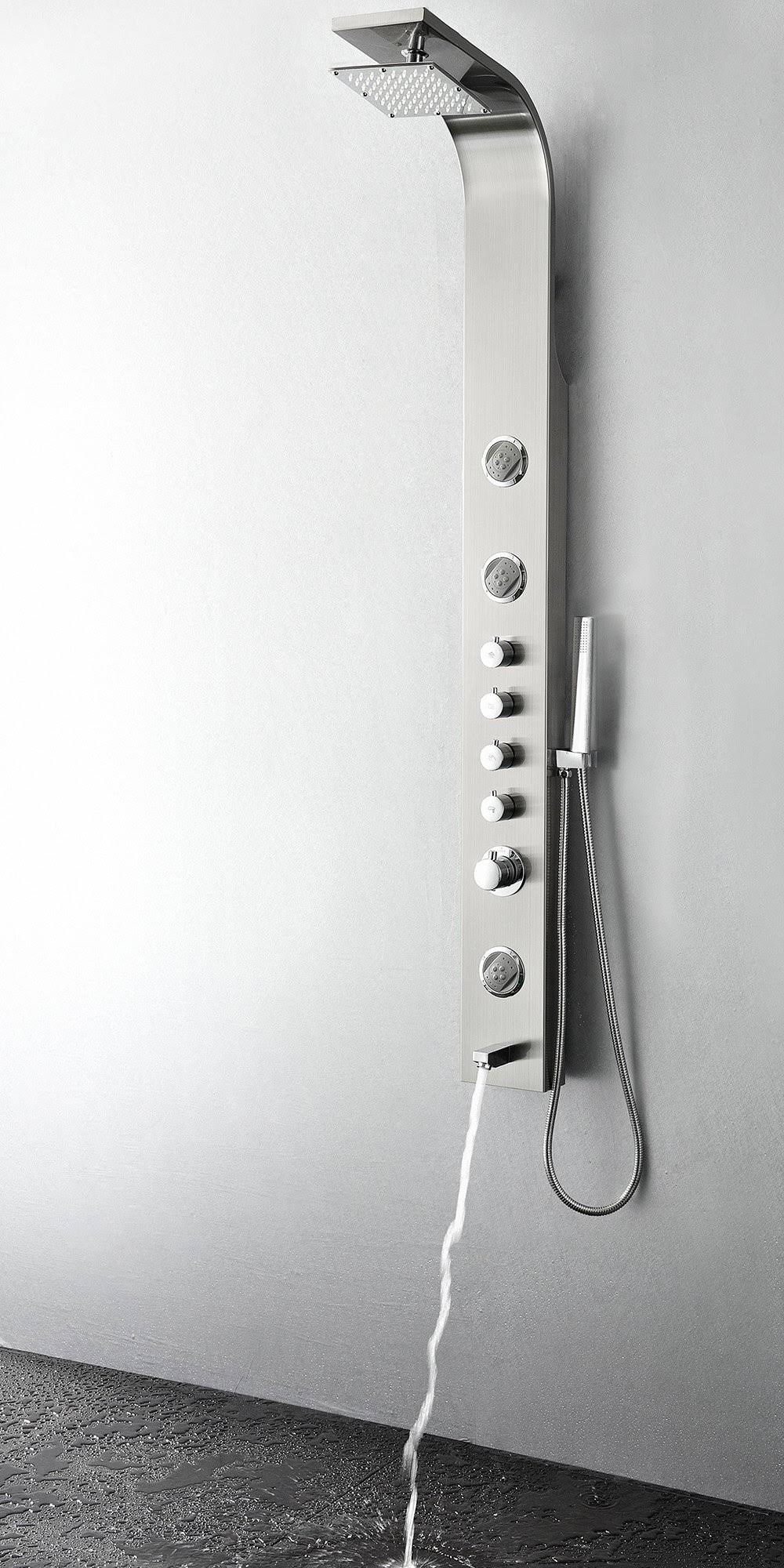 Fresca FSP8009BS Geona Stainless Steel (Brushed Silver) Thermostatic Shower Massage Panel