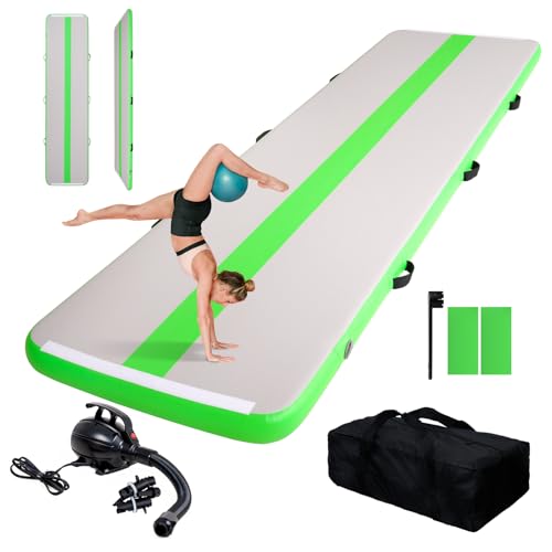 FEATH-R-LITE 10/13ft Inflatable Gymnastics Tumble Track Tumbling Mat 4in Thick Air Floor Tumble Track with Electric Pump for Cheer
