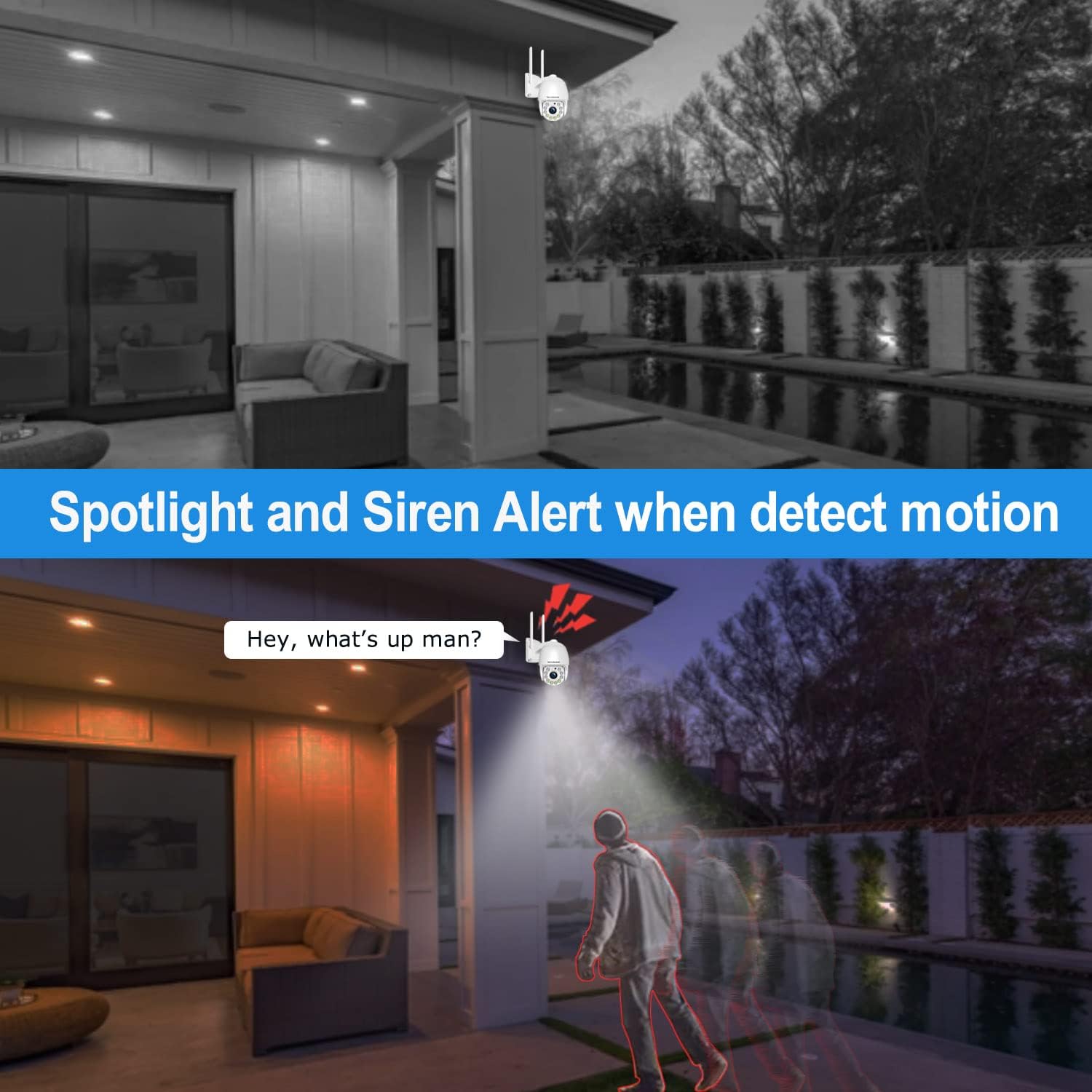 Security Camera Outdoor, Hosafe WiFi IP Camera Home Security System, Floodlight AI Motion Detection, Pan Tilt Auto Tracking, Two Way Audio
