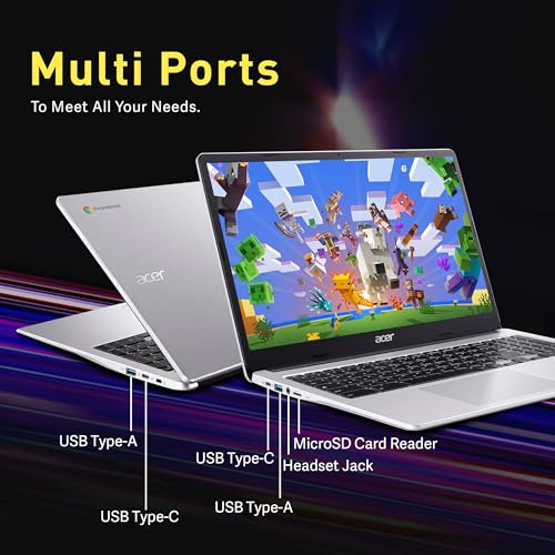 Acer Chromebook 315 Laptop | Intel Celeron N4500 | 15.6" Full HD IPS Display | Intel UHD Graphics | 4GB LPDDR4X | 64GB eMMC | Intel Wi-Fi 6 | DTS