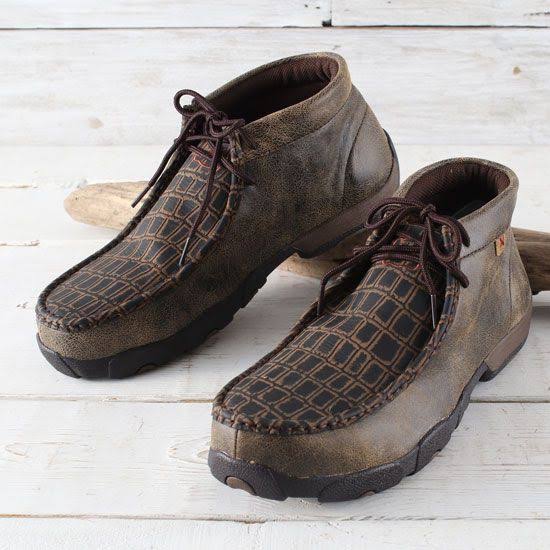 Twisted x Men&s MDM0067 Driving Moc, Cayman Print/Brown Leather